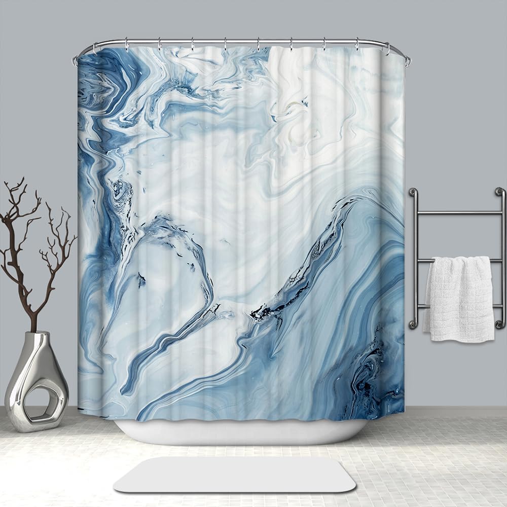 HORIWE Shower Curtain Waterproof Mould Mildew Resistant Washable Bathroom Curtain Decor with Marble Pattern Shower Curtains with 12 Hooks & Lead Strip