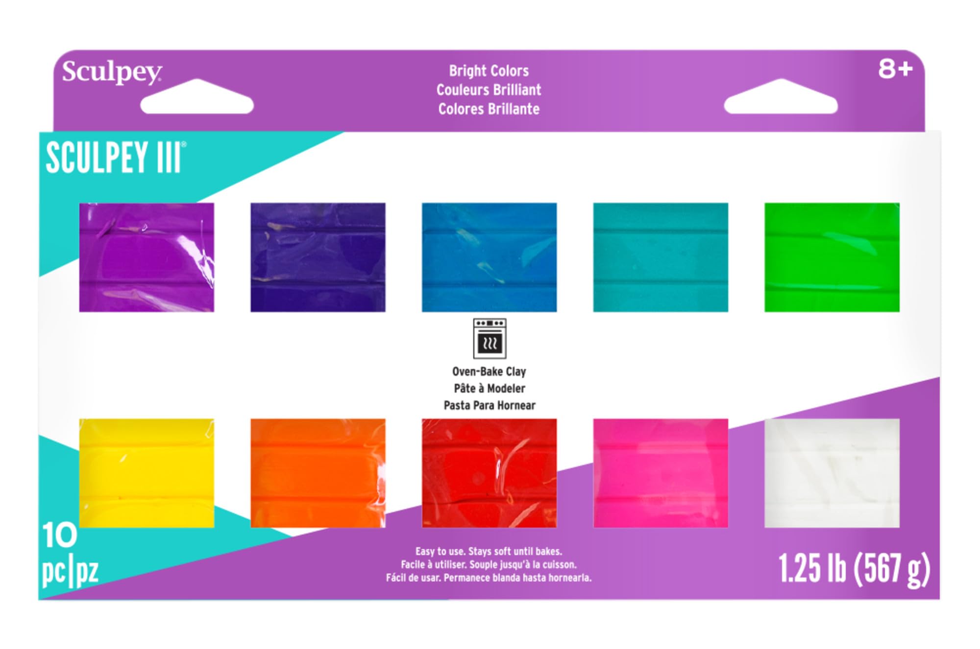 Photo 1 of Sculpey III® 10 Bright Colors of Polymer Oven-Bake Clay, Non Toxic,1.25 lbs., great for modeling, sculpting, holiday, DIY, mixed media and school projects. Perfect for kids and beginners!