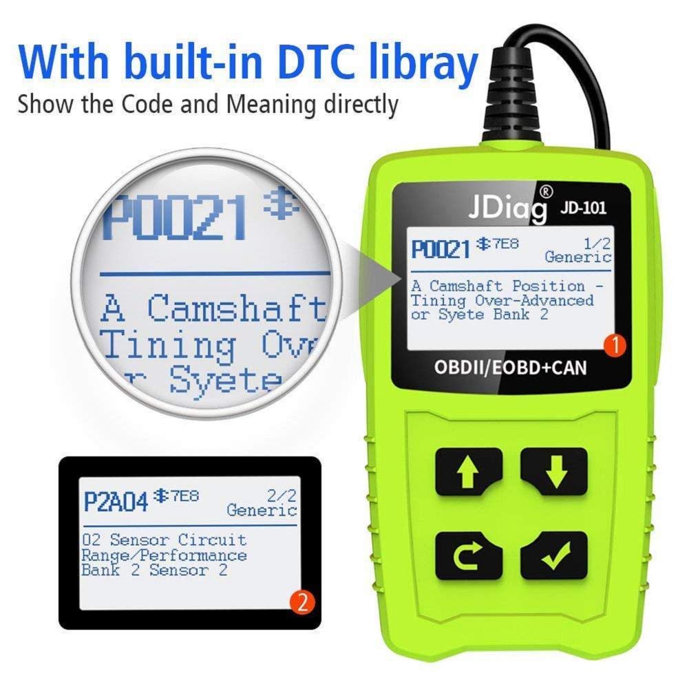 OBDKCAN JD101 OBD2 Code Reader Auto Car Scanner Battery Tester Car Engine Diagnostic Tool Check Engine light Erase Fault Codes Suitable for EOBD Vehicles