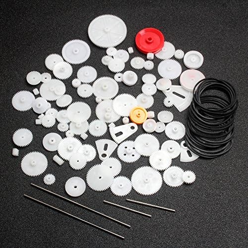 ELEDIY 85Pcs Plastic Crown Gear sets Single Double Reduction Gear Worm Gear Transmission Belt Kit