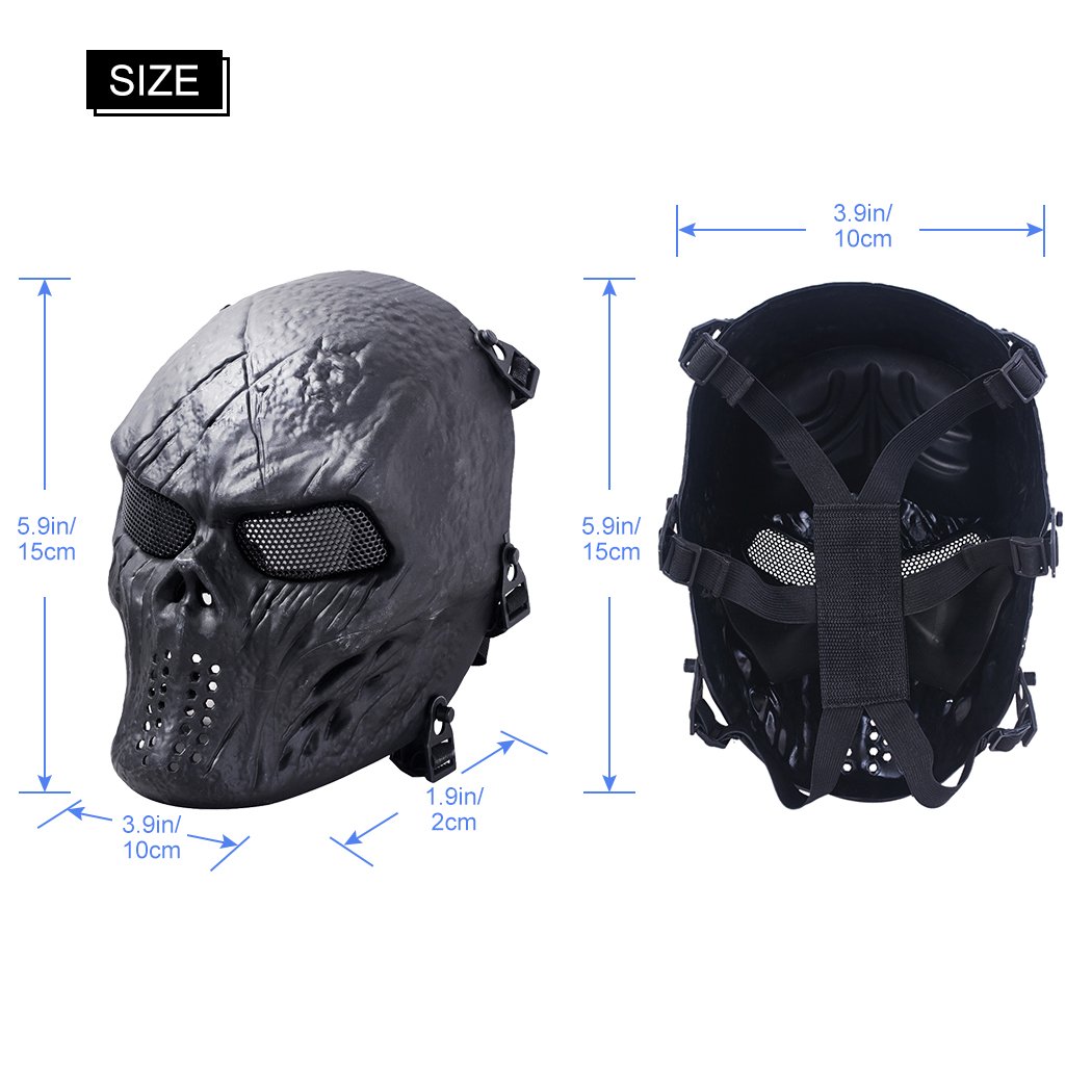Coxeer Airsoft Mask Full Face Tactical Airsoft Mask Overhead Skull Mask