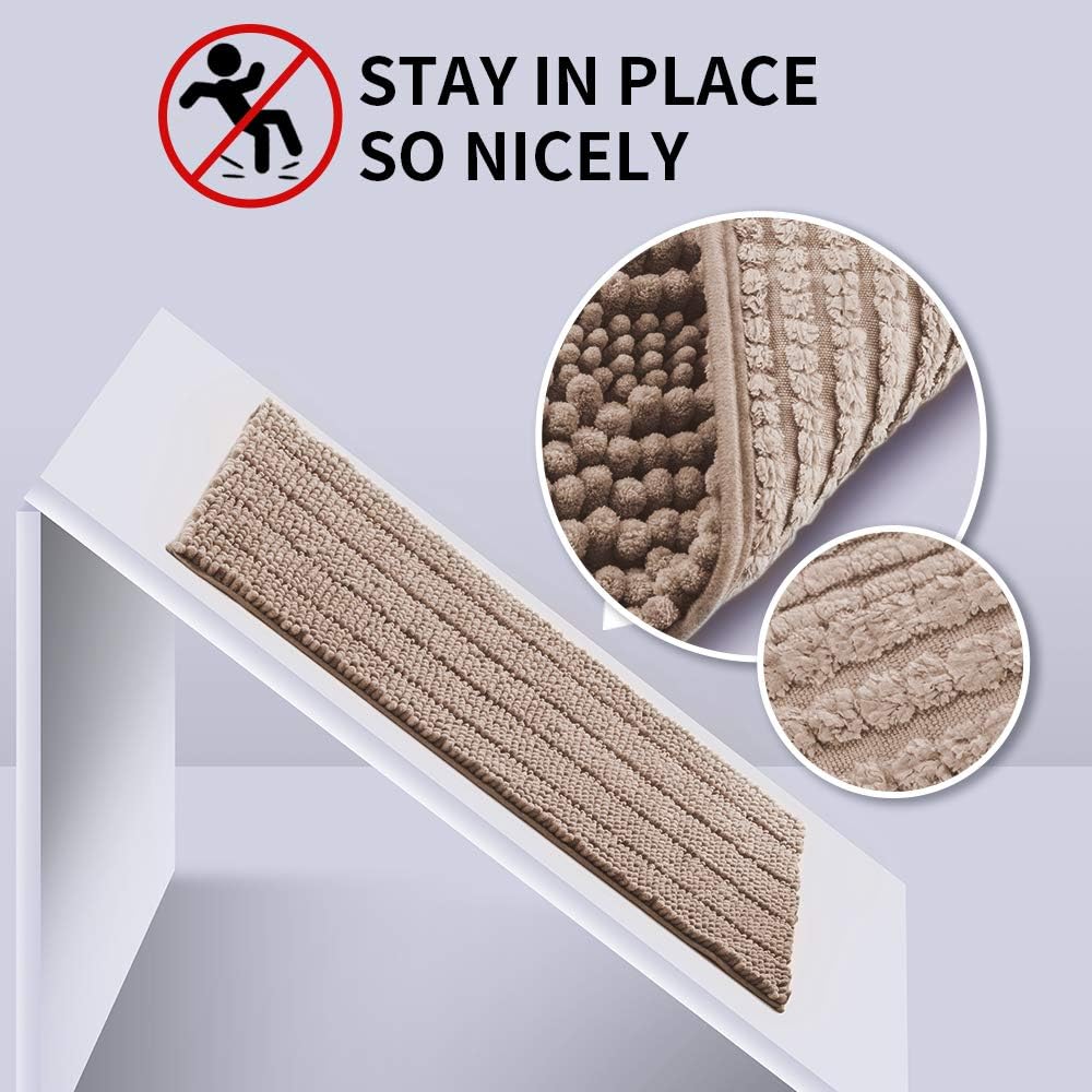 IM Home Extra Thick Bathroom Rugs Mat Brown Taupe 23"x35" Soft Chenille Bath Rugs Non Slip, Absorbent Shaggy Bath Mats for Bathroom, Toilet Rugs Machine Washable: Kitchen & Dining