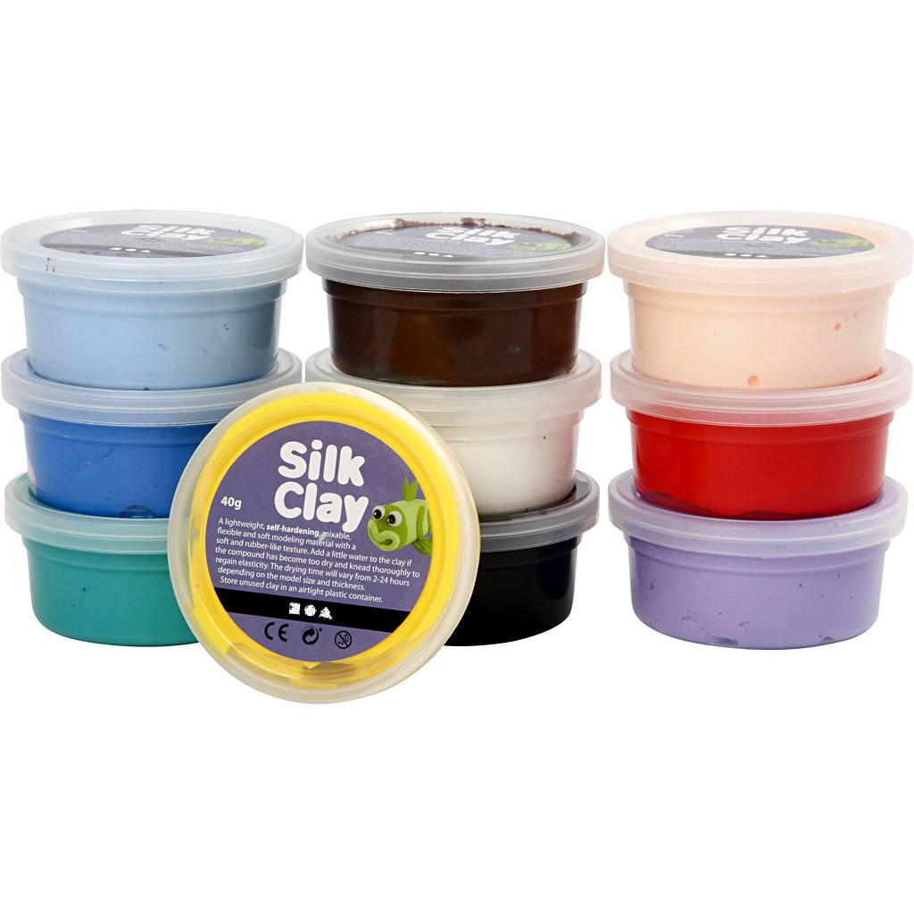 Silk Clay Basic I , Assorted Colours , 10 x 40 g