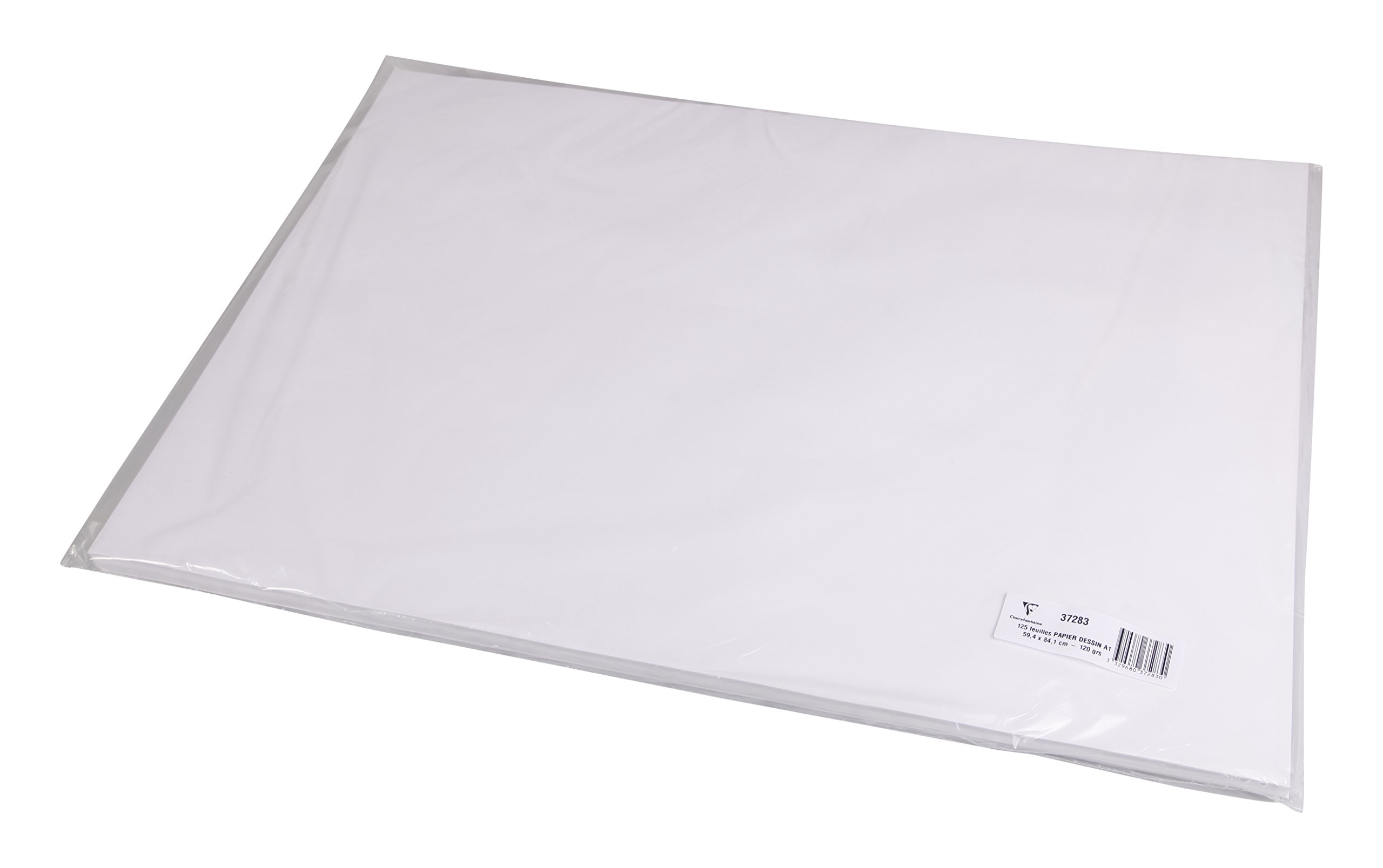 Clairefontaine - Ref 37283C - White Drawing Sketch Paper (Pack of 125 Sheets) - A1 (59.4 x 84cm) - 120gsm Paper, pH Neutral, Acid Free, Suitable for Sketching & Drawing