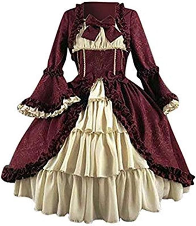 Women's Bowknot Victorian Gothic Party Princess Cosplay Sweet Lolita Dress Steampunk Vampire Halloween Costume