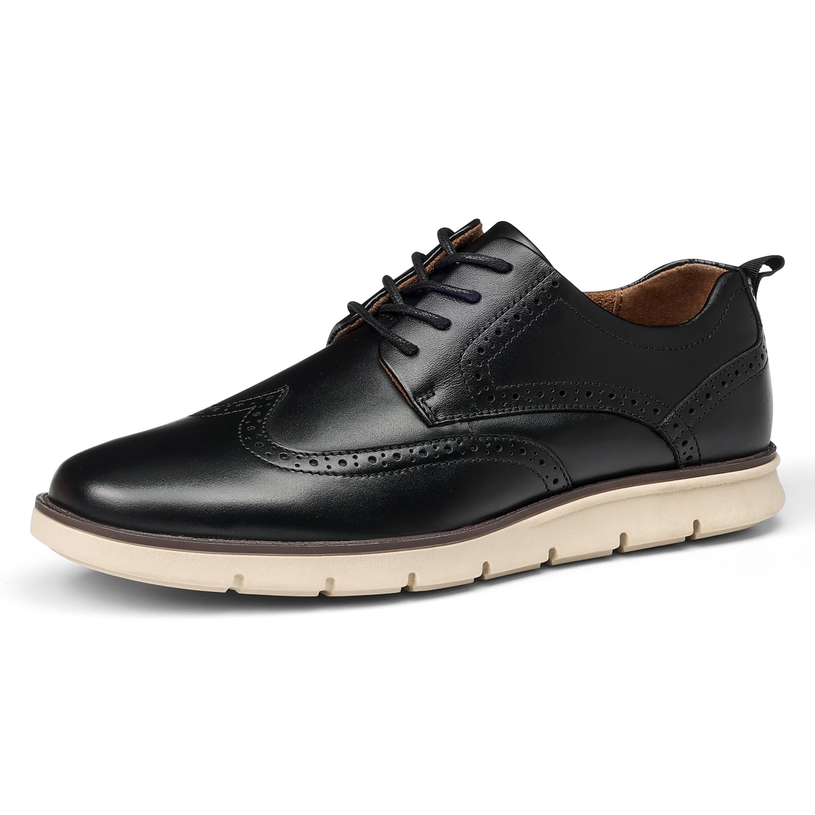 Photo 1 of Hantatop Mens Dress Shoes Genuine Leather Brogue Wingtip Mens Casual Dress Shoes Comfortable Business Casual Formal Oxford Sneakers for Men,10 
