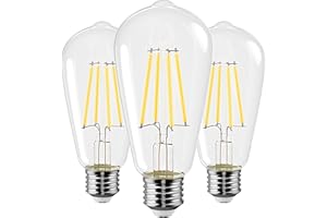 CYLYT E26 LED Bulb 60 Watt Equivalent, Non-dimmable Vintage Edison Light Bulbs 7W, UL Listed Decorative Filament Lightbulbs Daylight 5000K, 850 Lumen, Pack of 3