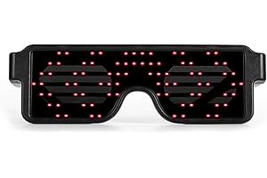 12VMONSTER RED LED Flash Glasses 8 Adjustable Patterns Luminous Flashing Shades Eye Wear For Birthday Party Corporate Events Raves Music Festivals Nightclubs Concerts Weddings Dancing Group Fitness Great Gift