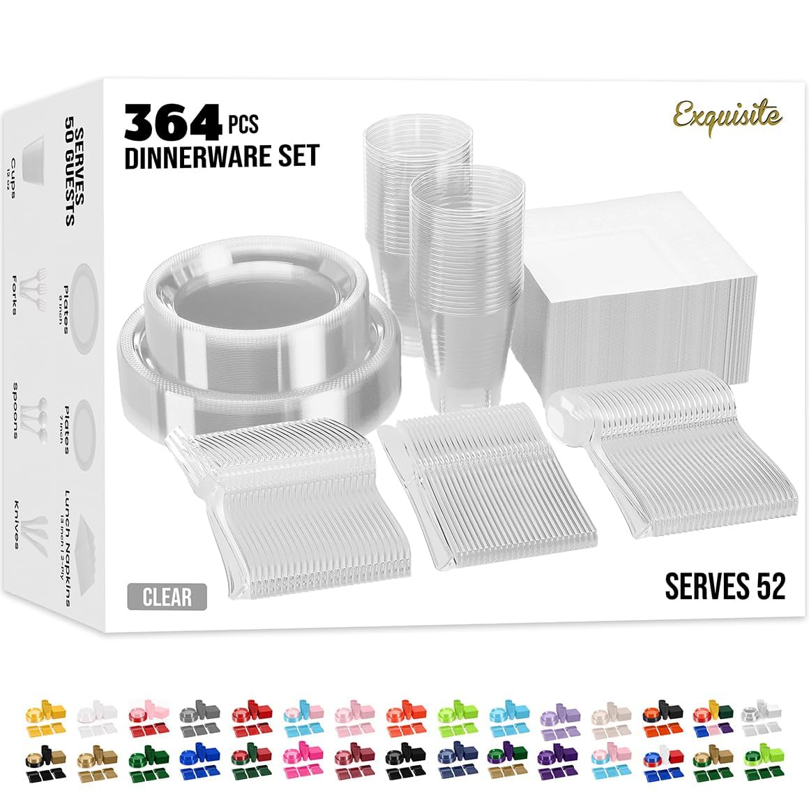 Photo 1 of *Missing peices check clerk comments *
350 Pcs Clear Plastic Plates For Party, Clear Disposable Plates Set, 50 Of Each 9" Dinner Plate Set, 7" Dessert Plate, Cups, Napkins & Cutlery Plastic Dinnerware Exquisite