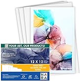 NARA Alcohol Ink Paper | White | 12 inches x 12 inches (12”x12”) | 150 microns/110 GSM | Medium Paper | 10 Sheets | Paper for