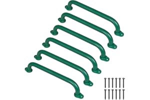 SELEWARE 6-Pack 17-Inch Green Metal Playground Safety Handles – Heavy-Duty, Non-Slip Kids’ Grab Bars for Indoor/Outdoor Playsets, Swing Sets, Playhouses, Treehouses, Jungle Gyms & Climbing Frames