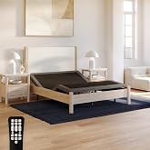 Adjustable Comfort Upholstered Adjustable Base, Queen, Head &amp; Foot Incline | Wireless Remote, Three Leg Heights, and USB Ports-Ergonomic