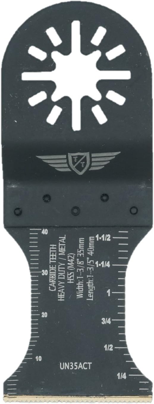 1 x TopsTools UN35ACT_1 Tungsten Carbide Heavy Metal Blade Compatible with Bosch Fein (Non-StarLock) Makita Milwaukee Einhell Ergotools Hitachi Parkside Ryobi Worx Workzone Multitool Accessories