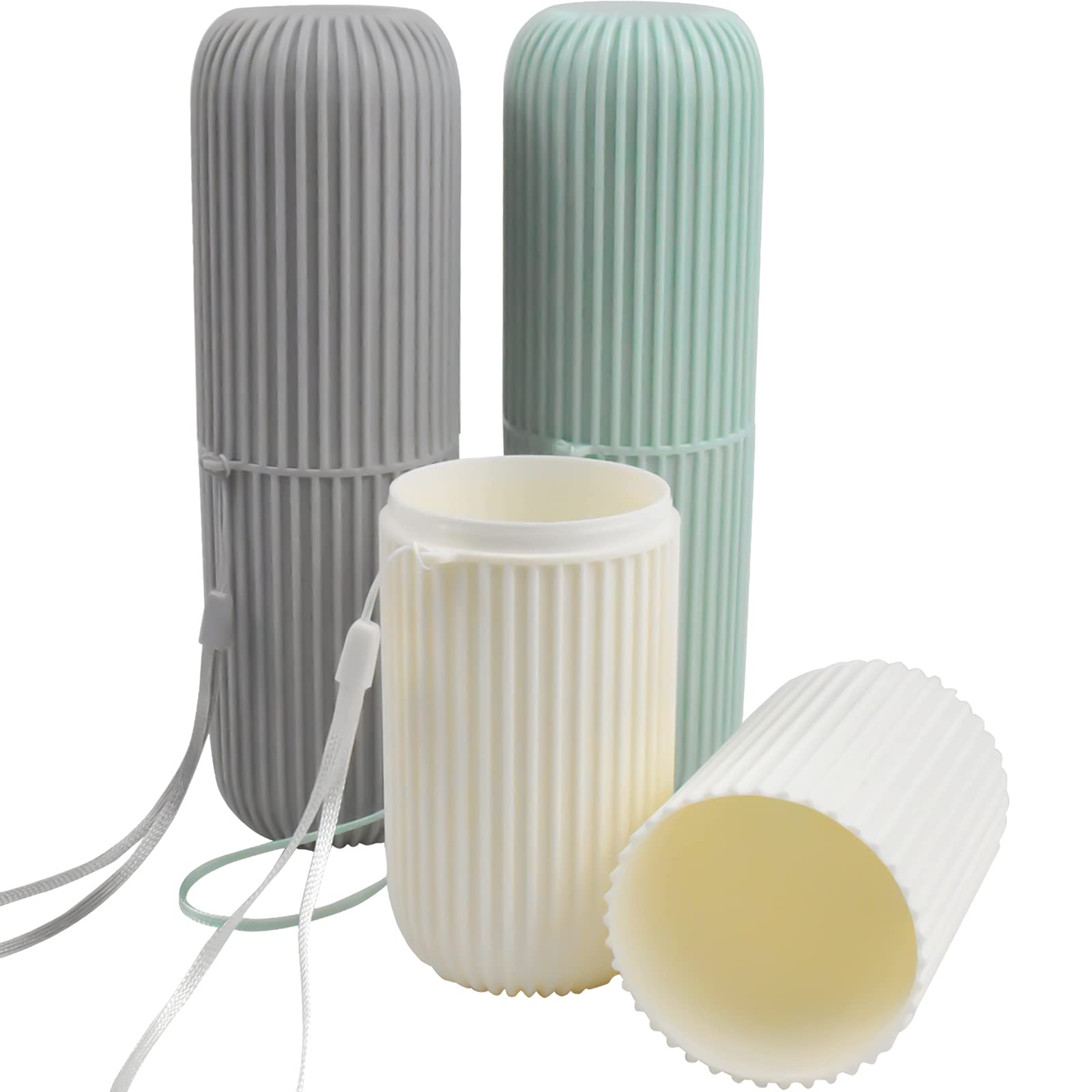 3 PCS Travel Toothbrush Case and Carrier, Portable Travel Mouthwash Cup Plastic Toothbrush Toothpaste Holder Eco-Friendly Multi-Function Toothbrushes Cover Toothpaste Holder Organizer Storage Box