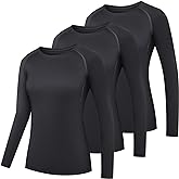 HovSiyla Women's Athletic Compression Long Sleeve Workout Tops Quick Dry Gym Running Yoga Shirts