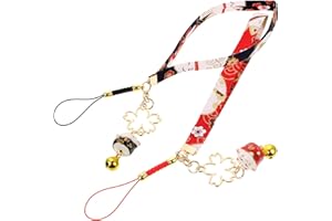 Mobestech 2PCS Fortune Cat Bell Phone Hanging Straps, Ceramic Japanese Maneki Neko Phone Charms Black and Red
