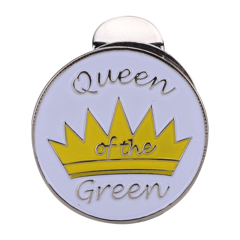 Golf Hat Clip, Metal Magnetic Golf Ball Marker Holder Visor Clip Ball Marker Accessory Multiple Patterns(Yellow Crown) Golf