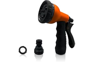 Qgond Ultimate Garden Hose Nozzle - ABS Water Sprayer with 8 Adjustable Patterns, Slip-Resistant Grip, Heavy Duty for Watering Plants, Lawns, Gardens, Washing Cars, Cleaning, and Pet Showers