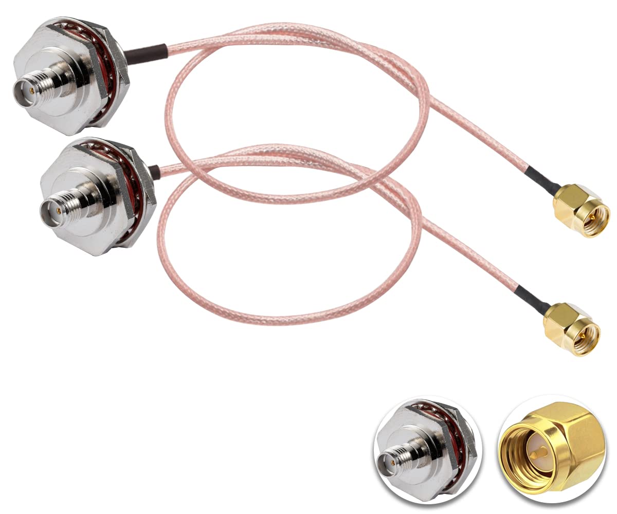 Vecys 2PCS SMA Cable SMA Male to Female Waterproof Box M16 12" /30CM RG316 RF Low Loss Coaxial Cable for Router Antenna Signal Enhancer Wireless Adapter