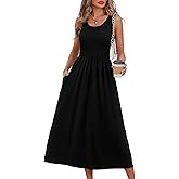 WIHOLL Summer Dresses for Women Flowy Casual Midi Dress Beach Vacation Sundresses with Pockets