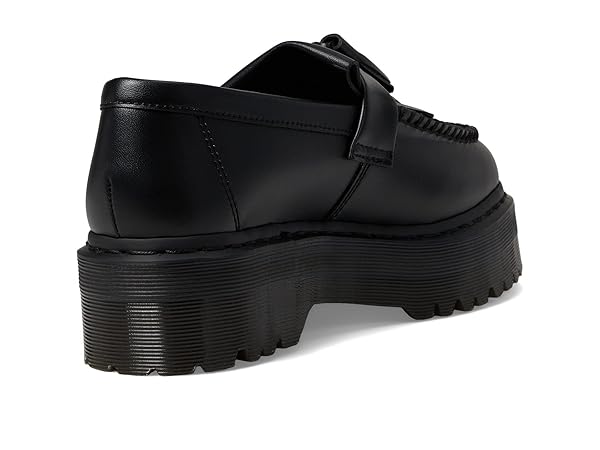 DR. MARTENS UNISEX VEGAN ADRIAN PLATFORM TASSEL LOAFER, BLACK FELIX RUB OFF, 10 WOMEN/9 MEN