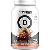 Devotion Nutrition Protein Powder Blend | Gluten Free, Keto Friendly, No Added Sugars | 1g MCT | 20g Whey & Micellar Protein | 2lb Tub (Salted Caramel Cone)