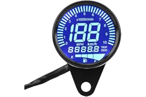 QIILU DR650 Digital Speedometer, 12V DC Universal Motorcycle LED Digital Speedometer Tachometer Speed Gauge Oil Level Meter KM/H Black