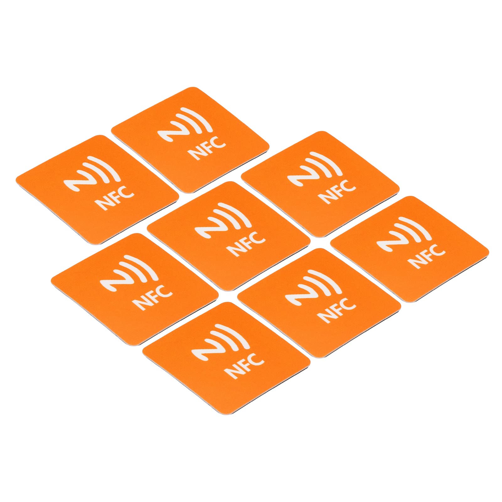 PATIKIL NFC Stickers, 8 Pack NTAG216 Tag Sticker 888 Bytes Memory Fully Programmable Square NFC Tags for Phone, NFC-Enabled Devices, Orange