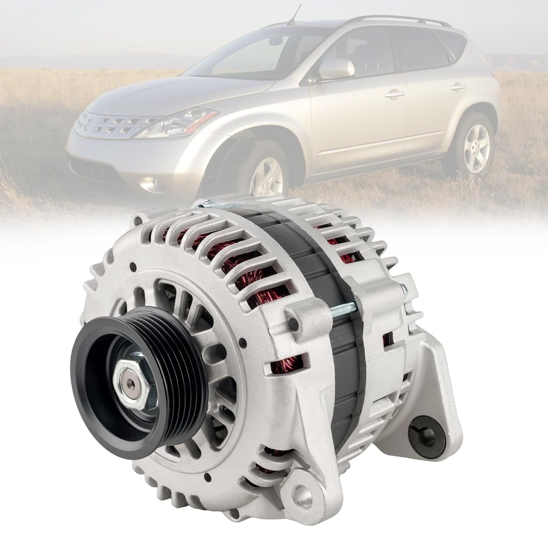 Photo 1 of 13826 Alternator FIT 1995–2007 Nissan Maxima Murano & Infiniti I30 I35 – 110A 12V 6-Groove Pulley – Replace OE# 23100-0L701, 23100-2Y900, LR111-0705