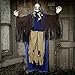 Halloween Haunters Hanging 6 Foot Scary Wicked Witch with White Face and Flashing Multi-Color LED Eyes Prop Decoration - Creepy Haunted House Graveyard Entryway Display