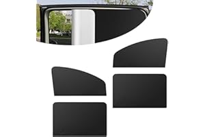 Polcatay 4 PCS Car Window Sun Shade, Heat-insulating Sun-proof Privacy Protection Cover, Window Free Lifting Ventilation Adsorption-type Blackout Curtains, for Cars Foldable Portable Parts (Black)