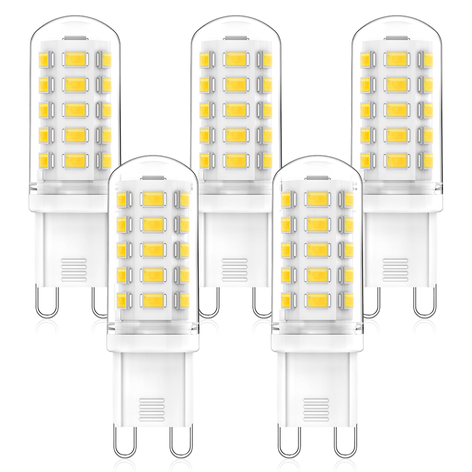 RuLEDne G9 LED Bulbs 3W, 40W 33W 28W G9 Halogen Bulbs Replacement, AC 230V G9 LED Light Bulb Natural White 4000K CRI 83+ Not Dimmable Energy Saving Bulbs 5-Pack