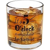 Its 5 O'Clock Everywhere I'm Retired Whiskey Glass, Funny Old Fashioned Whiskey Glass Unique Retirement Gift For Dad, Grandpa, Fathers Day, Christmas