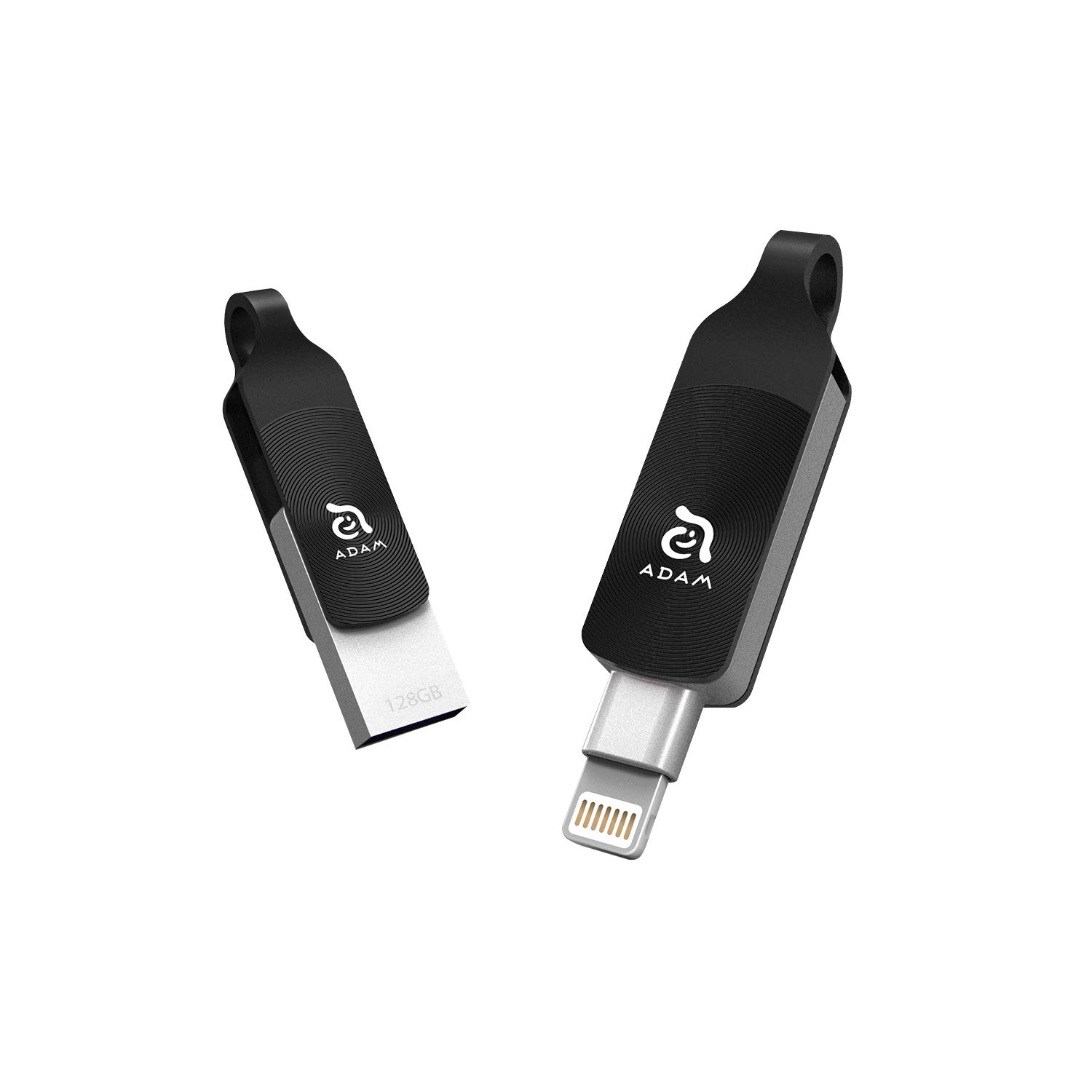 ADAM ADRAD128GKLDPRX Elements iKlips DUO+ 128GB USB Flash Drive 3.1 on Lightning for Apple iPhone/iPad/Mac and PC Black