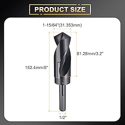 HARFINGTON 1-15/64" Drill Bit 1/2" Reduced Shank