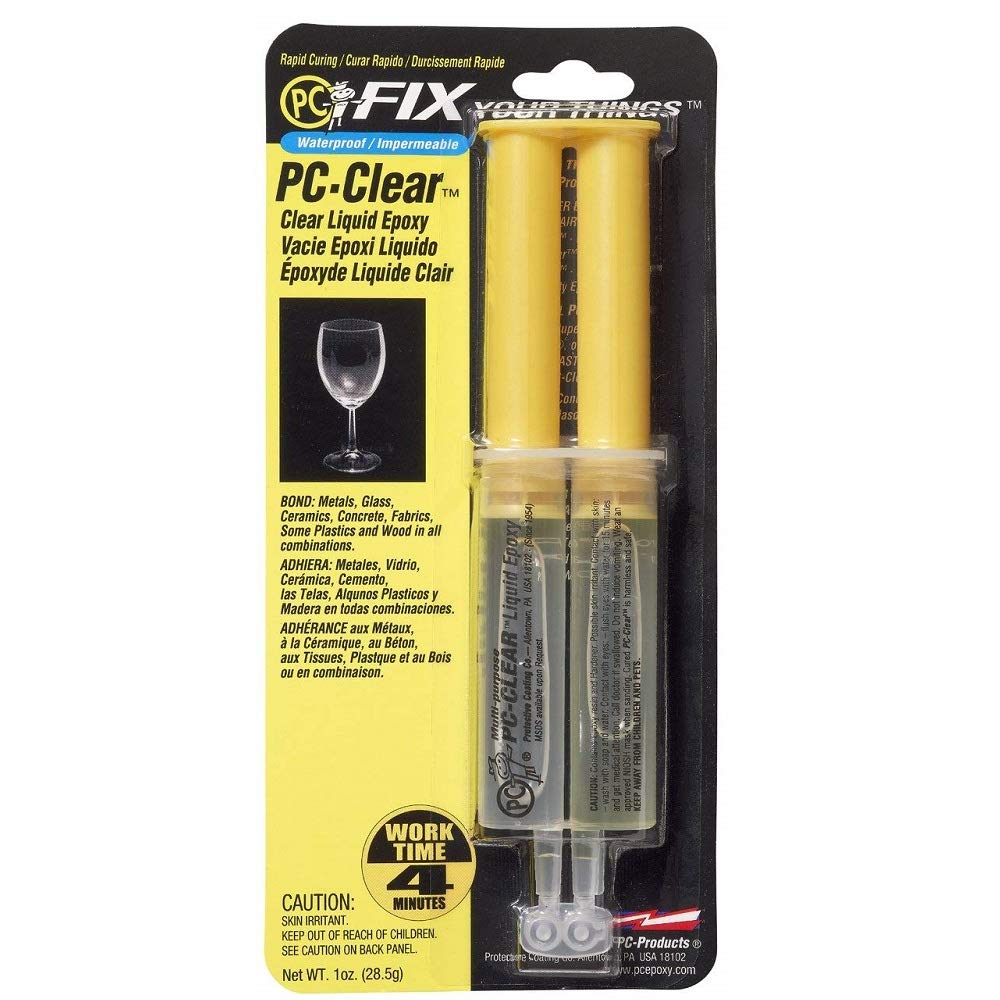 PC Products PC-Clear Epoxy Adhesive Liquid, 1oz Double Syringe, 4-Pack, Clear 70147