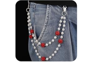 SKQIR Hip Hop Wallet Chain for Men Jeans Pocket Belt Chain Disco Rhinestone Beads Hip Hop Jewelry Gifts Goth Accessories for Men