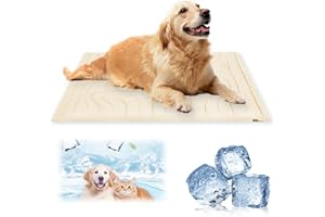 KEAOZA Dog Cooling Mat, 2025 Upgraded Cooling Mat for Dogs, Breathable Dog Bed with Non-Slip Design, Durable Cool Pad for Cats Washable Summer, Pets Sleeping Mats Home Outdoor (Khaki, X-Large)