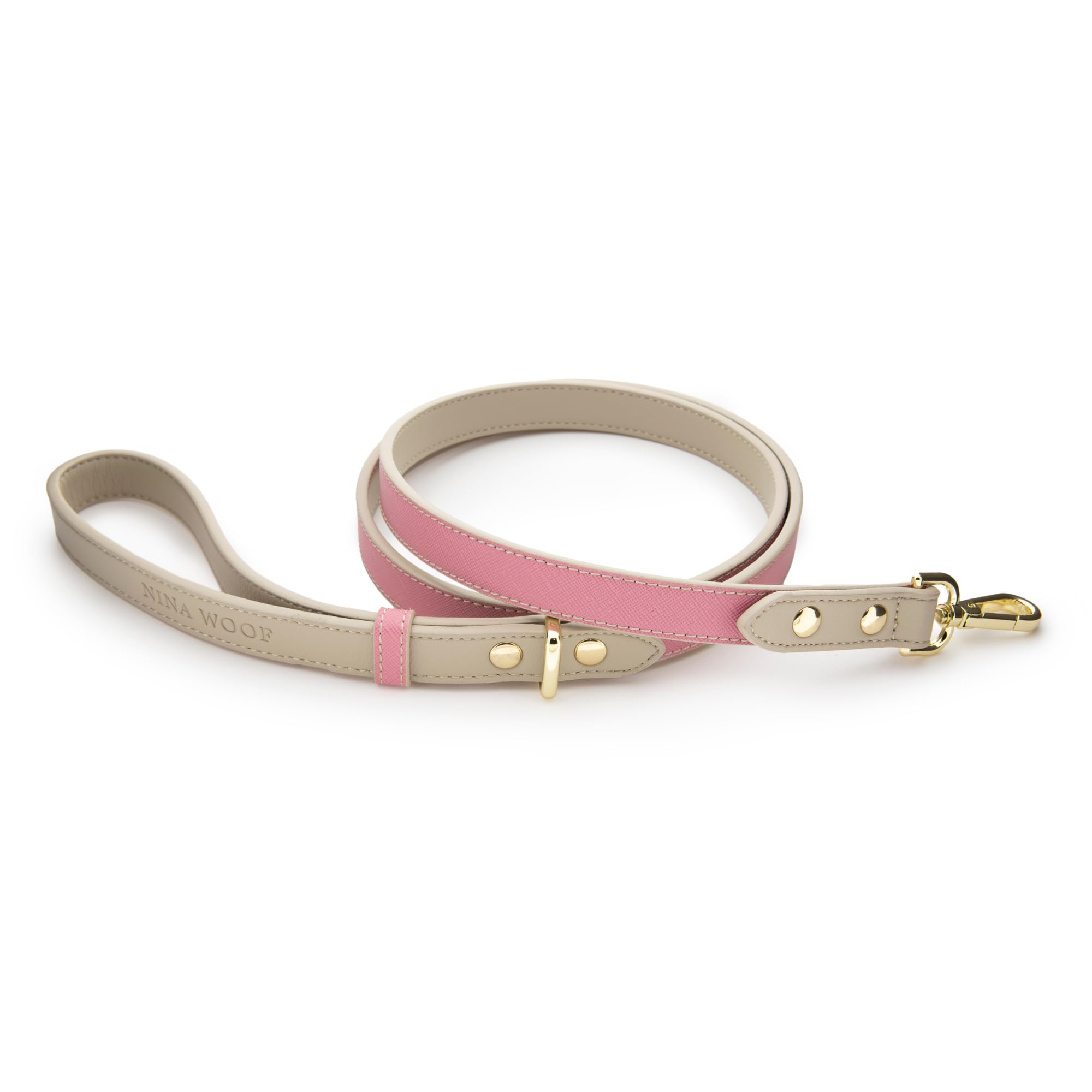 NINA WOOF Rio Dog Lead - Vegan Leather Dog Leads for Small dogs to Large Dogs - Durable Walking and Dog Training Leads - Color Pink - 4ft