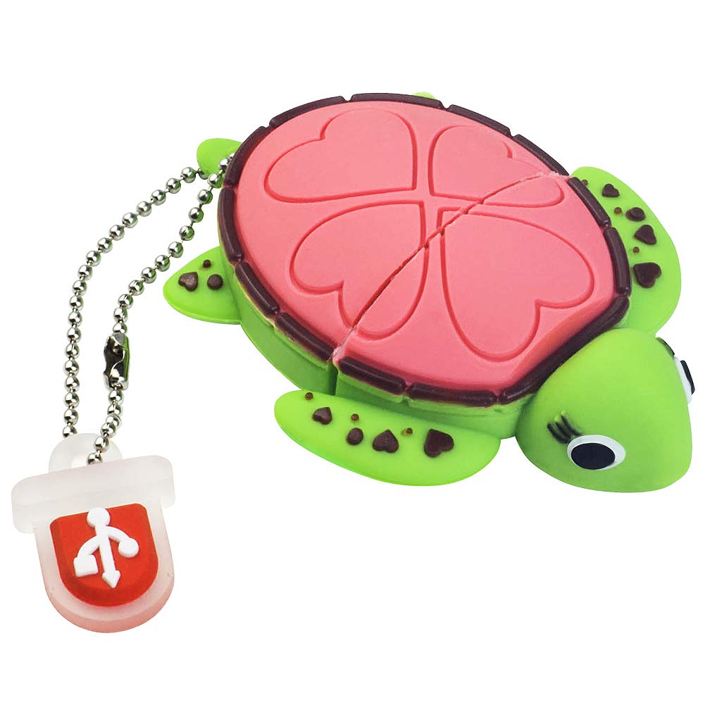 leizhan 16GB USB Flash Drive Cute Pink Tortoise Silicone Waterproof, Durable External Memory for Gifts