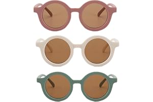 3 Pack Cute Round Kid Sunglasses for Girls Boys-UV400 Protection De Sol Gafas for Ages 1-9 Toddler Baby Sunglasses 7006