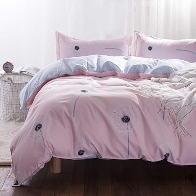 Uozzi Bedding King Duvet Cover Set Pink Floral, 3 Pieces