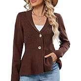 ZAFUL Womens Peplum Cardigan Fall Button Down Knit Long Sleeve Open Front Textured Crochet Shawl Lapel Sweater Trendy 2026