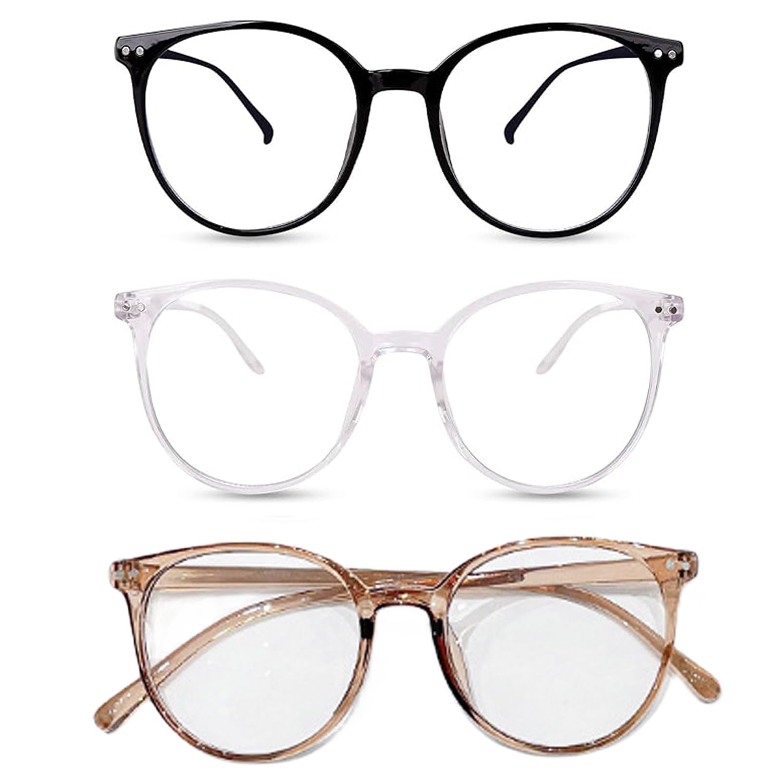 Tyrzol Blue Light Blocking Glasses - Anti Glare & Eyestrain, Light Weight Clear Lens Round Glasses for Women & Men