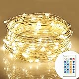 String Lights Moniko with Remote Copper Wire Lights Indoor or Outdoor Christmas Lights for Bedroom Garden Patio Wedding Christmas Tree Party Waterproof 100 LEDs 33 ft with Power Adapter Warm White