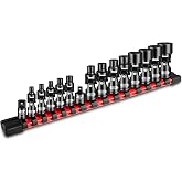 ZHAX 15-Piece E-Torx Swivel Socket Set, 1/4" &amp; 3/8" Drive Universal Joint External Star E4-E24 (7-14mm), CR-V Steel with Adapters