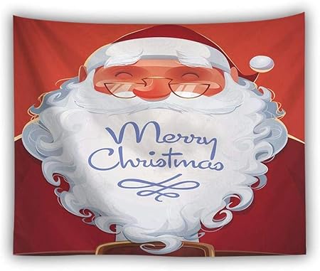 Immagini Natale Da Ridere.Il Natale Di Tappezzeria Da Parete Ridere Babbo Natale Con Gli Occhiali Tessuto Stampato Parete Decorativa Arte Arazzi Grande Panno Appeso Per Soggiorno Camera Dormitorio Cucina Amazon It Casa E Cucina