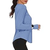Loovoo Women's Long Sleeve Running Shirts Workout Tops UPF 50+ Sun Shirt Quick Dry Athletic T-Shirts with Watching Window