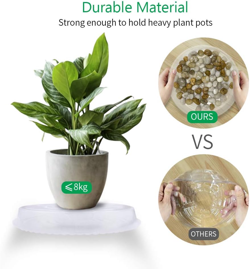 JOYSEUS Plant Saucers - 12 inch - Durable Plastic Plant Tray for Flower Pots, Clear Plant Saucer for Indoor Plants Pots & Outdoor Plants (4 Pack) : Garden & Outdoor