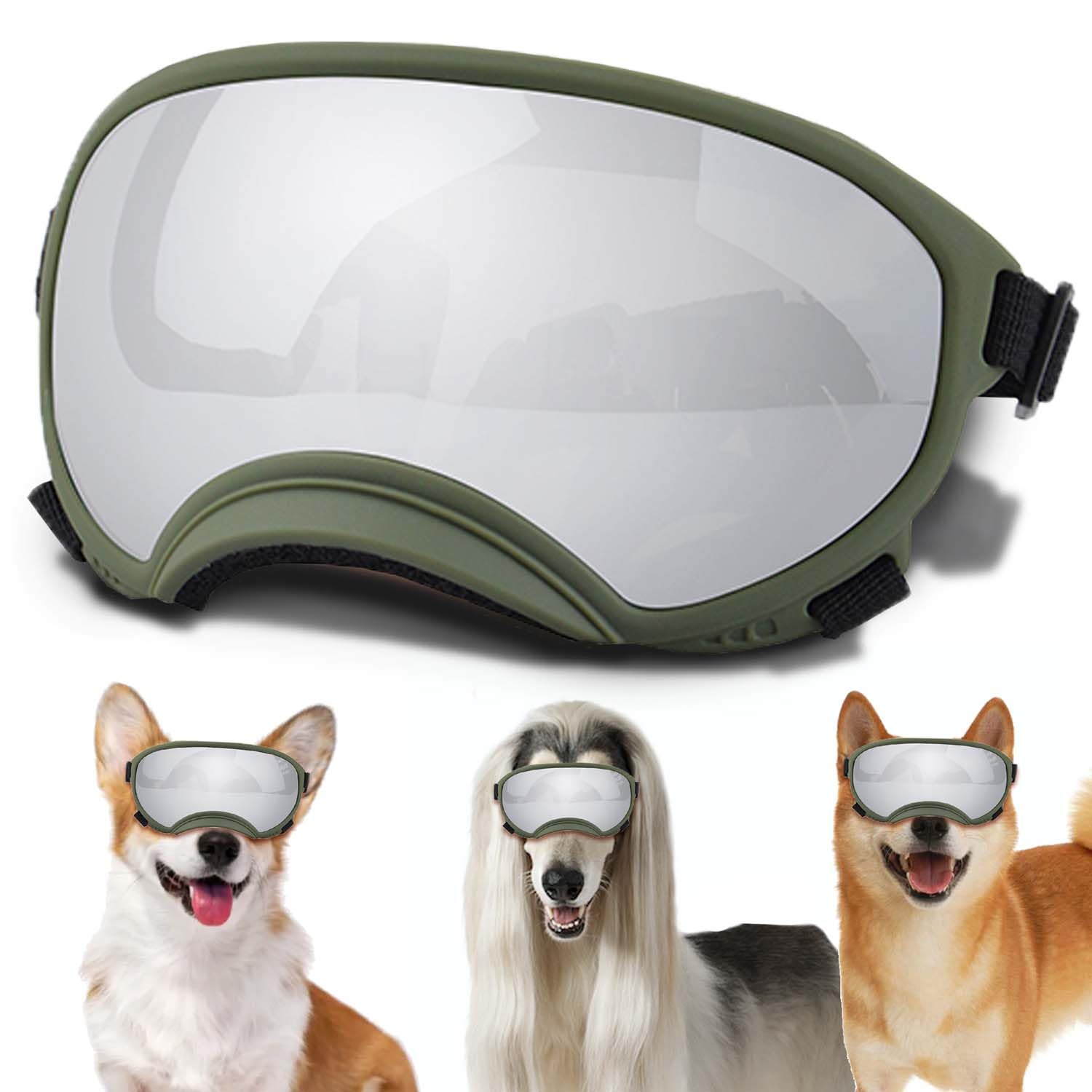 Dog Sunglasses, Dog Goggles with Adjustable Strap, UV Protection, Windproof, Suitable for Small Medium-Dogs, Dogs Eyes Protection